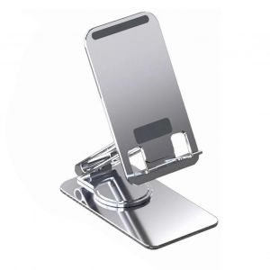Support De T&eacute;l&eacute;phone Portable,Support De Tablette De Bureau En Alliage D'aluminium,Plateau Tournant &Agrave; Arbre Unique,Pliable,R&eacute;glable,Portable,Argent - Neuf