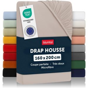 Drap- Housse En Microfibres 160 X 200 X 30 Cm - 1er- Set Taupe - Neuf