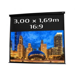 Ecran de projection motoris&eacute; 3,00 x 1,69m - Format 16:9 - Carter noir - Neuf