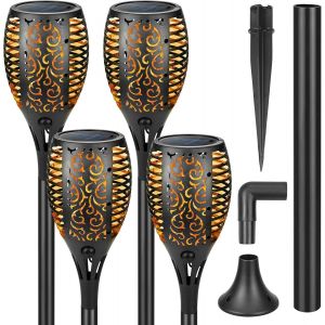 Lot De 4 Lampes Solaires Pour Ext&eacute;rieur De Jardin, 33 Led, Avec Support Mural, Pour Ext&eacute;rieur,Torche Solaire De Jardin,&Eacute;tanche Ip65,Pour Ext&eacute;rieur, Jardin, Chemin, Arri&egrave;re-Cour, Pelouse - Neuf