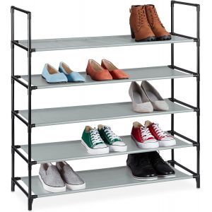 Kgabery-Étagère À Chaussures Xl,Système D'emboîtement,5 Étages,20 Paires,Rangement,Hxlxp 90,5x87,5x30 Cm,Gris - Neuf