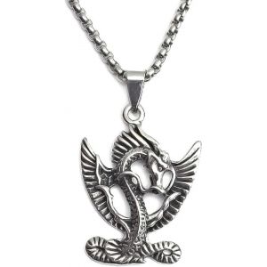 Kal-Hommes Collier Pendentif Dragon Vintage Viking Cha&icirc;ne En Acier Inoxydable R&eacute;tro Gothique Pendentif Bijoux Cadeaux Pour Hommes Gar&ccedil;ons P&egrave;re Longueur 60cm - Neuf