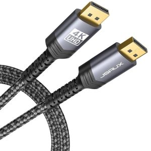 DisplayPort to Display Port Cable 1M,DP Cable (4K@60Hz,2K@165Hz,2K@144Hz),Nylon Braided Compatible avec Laptop,PC,TV,Gaming Monitor,ect. - Neuf