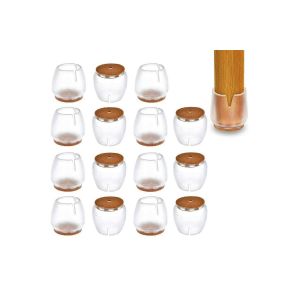 Lot de 16 prot&egrave;ge-pieds de chaise en silicone avec dessous en feutre pour meubles - Neuf