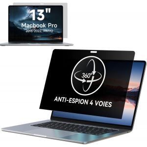 Film de protection confidentiel &agrave; 360&deg; pour MacBook Pro 13"" (2016-2022, M1, M2) et MacBook Air 13 (2018-2021, M1), autocollant anti-reflet, filtre de confidentialit&eacute; quatre voies - Neuf