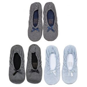 Pantoufles Femme Infinitif Chaussons Ballerines Ballerines Rayures Pack De 3 Paires - Neuf