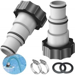 CHECARZHN--NO1-Raccord Tuyau Piscine, Lot De 2 Adaptateurs De Tuyau De Piscine Avec Bague D'Étanchéité Et Pinces Pour 32 Et 38 Mm De Diamètre - Neuf