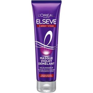 Eryi-- Masque Violet Démêlant Déjaunisseur - Pour Cheveux Méchés, Blonds Ou Blancs - Neutralisation Des Reflets Jaunes & Orangés - Elseve Color-Vive - 150 Ml - Neuf