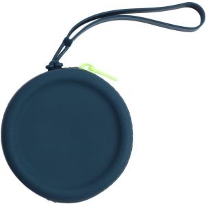 Porte-Monnaie Rond En Silicone Avec Cordon,Mini Porte-Monnaie,Mini Portefeuille Rond Simple,Sac Pour Casque,Poche Zipp&eacute;e,Pochette Porte-Cl&eacute;s,Bleu Marine - Neuf