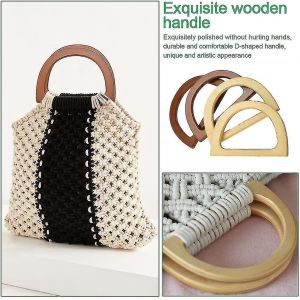 Lot De 4 Anses De Sac Pour La Confection De Sacs Artisanaux, Cadre D'anse En Bois En Forme De D Pour Sac &Agrave; Main - Neuf