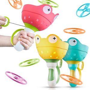MDY-Jouets d'extérieur pour Enfants 4-8, Soucoupe Volante Launcher Jouets 3 Pack, Enfants Jardin Extérieur Jeux Interactifs Cadeaux Garçons Filles pour âge 4 5 6 7 8 Ans, 32 Disques - Neuf