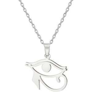 Kal-Oeil D'horus Ankh Collier Pour Femmes Hommes Acier Inoxydable Ancien Oeil D'horus Égyptien Avec Signe De Vie Égyptien Croix Ankh | Double Aile Collier Pendentif Amulette Bijoux - Neuf