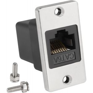 RJ45 Rectangulaire Panneau Réseau Adaptateur Cat6A RJ45 8P8C Femelle à Femelle Panneau Montage Ethernet Connecteur RJ45 Montage Prise Blindage,Montage sur Panneau équipement Bureaux Murs - Neuf
