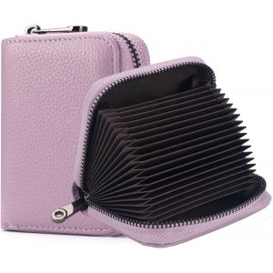 TRAHOO-Porte-cartes de cr&eacute;dit pour femmes Petites cartes de cr&eacute;dit Portefeuilles en cuir v&eacute;ritable RFID Blocking Ladies Card Case Female Multi Card Organizer Zipper Purse with 20 Card Slots - Neuf