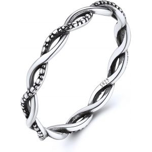 Tianyi-Bague Torsd&eacute;e Argent Femme 2,8mm Alliance Anneau Infini Empilable Taille 47/49/52/54/57/59/62/64/67 - Neuf