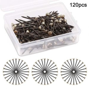 120 clous &agrave; t&ecirc;te en laiton pour tableaux, avec bo&icirc;te de rangement en plastique - Neuf