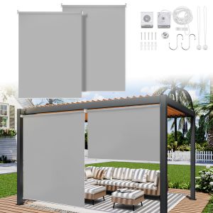2 Pi&egrave;ces Store Vertical Stores Ext&eacute;rieurs Stores Verticaux De Balcon Protection Solaire 140x140cm Gris - Neuf