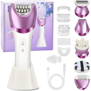 Rasoir Electrique Femme, 6 En 1 Tondeuse Femme Intime Sans Douleur Tondeuse Bikini Femme Ipx7 Étanche, Usb Rechargeable Tondeuse Maillot Femme Épilateur Shaver Pour Vi Bras Jambes Aisselles - Neuf