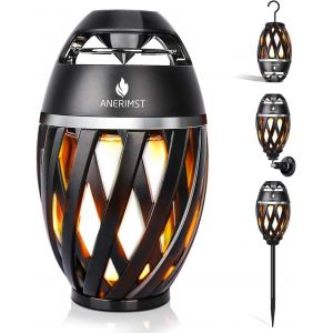 Cpwo-Haut-Parleur Extérieur Bluetooth Avec Faisceau De Pôles Et Crochets-Effet Flamme Vacillante-Lampe De Table Led Étanche Pour Terrasse De Jardin (Jaune Avec Accessoires) - Neuf