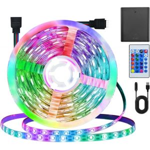 Cuiv-Bande Led Rvb De 5 M,Avec Télécommande,30 Led/Mètre,Synchronisation De La Musique,Rétroéclairage Tv,À Intensité Variable,Pour Décoration De Salle De Jeux - Neuf