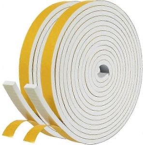 Joints de portes et fenêtres,joints isolants en mousse de caoutchouc 2 rouleaux 12mm x 6mm x 4m,longueur totale 8m,blanc - Neuf