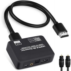 Adaptateur convertisseur HDMI 2.0b 4K @ 60 Hz,HDMI ARC + Toslink optique SPDIF + sortie audio stéréo 3,5 mm,compatible HDCP2.2 Digital PCM DTS 5.1,câble optique inclus - Neuf