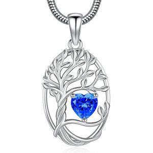 Kal-Arbre De Vie Collier Pierre De Naissance Pendentif Coeur Collier Arbre De Vie Pendentif Anniversaire De Mariage Saint Valentin Fête Des Mères Bijoux Cadeau Pour Femmes Filles - Neuf