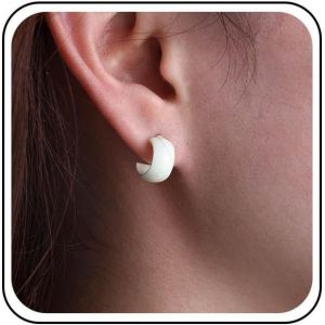 Chenquansarl-Boucles D'oreilles Cr&eacute;oles Vintage Blanches En Forme De C En Acrylique Pour Femme (Blanc) - Neuf