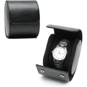 Kal-Boite A Montre, Coffret Montre Homme, Portable Boîte À Montres En Cuir Avec Coussinets Amovibles, Vintage Classique Étui À Montres Pour Homme, Rangement Montre À 1 Montre Emplacements - Neuf