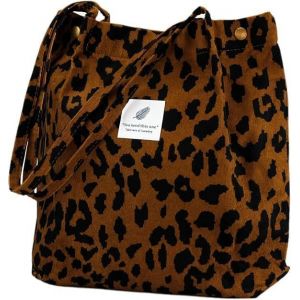 RFCBC-1 pcs Brown Leopard Modèle Tote bag Femme pour Voyage gym et Shopping Tote bag Femme en Velours côté Réutilisable - Neuf