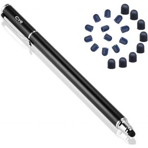 KALANKA-Stylet pour Tablette 2 en 1 Universel Stylo + 20 Embouts de Rechange pour Ecran Tactile, iPad, iPhone, iPod, Kindle, Galaxy - Noir - Neuf