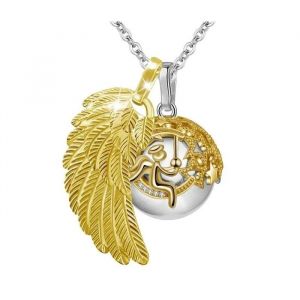 Bola De Grossesse Aile Ange Dor&eacute;e Et Ange Sur Une Lune Avec Cristaux - Neuf