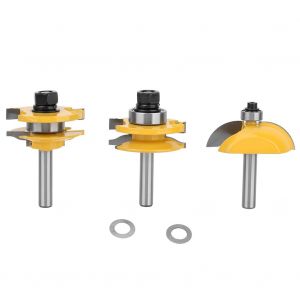 Lot de 3 fraises a bois a tige de 8 mm pour cadre de porte, rail et montant de porte, panneau sureleve - Neuf