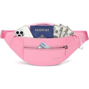 KALANKA-Grand Sac Banane pour Femme et Homme, Sac Banane avec Prise Casque et 4 Poches zippées, Ceinture réglable pour Le Cyclisme, la Course, Le Jogging, Les Voyages, l'extérieur - Neuf