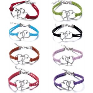 Kal-Lot De 8 Bracelets D'amiti&eacute; Tress&eacute;s &Agrave; La Main - R&eacute;glables - Pour Femme - Fabriqu&eacute;s &Agrave; La Main - Pour Meilleures Amies, Soeurs, Adolescents, Enfants, Einstellbar, Pierre - Neuf