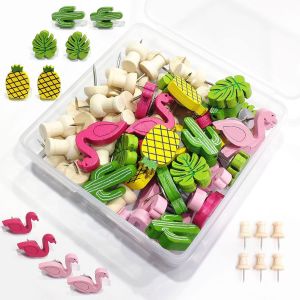 Chenquansarl-Lot De 70 Puna S En Bois Avec Flamant Rose, Ananas, Cactus, Feuilles De Palmier M&eacute;lang&eacute;es D&eacute;coratives Pour Photos, Cartes, Tableaux D'affichage, Tableaux En Li&egrave;ge Gzd1 Taille Unique - Neuf