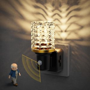 Veilleuse Led Avec D&eacute;tecteur De Mouvement Et Capteur Cr&eacute;pusculaire, Dimmable Veilleuse Prise Electrique, 0-100lm, 3000k Blanc Chaud, Veilleuses Enfant Pour Couloir, Escalier, Cuisine - Neuf