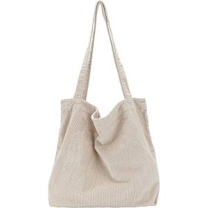 (Abricot) 1 pièce sac à main en velours côtelé sac à main en toile pour femme sac à bandoulière mignon grand portefeuille style paresseux sac fourre-tout littéraire tout-match à une épaule - Neuf