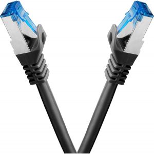 cable ethernet 2 pièces - 2m CAT 7 cable rj45 LAN câble internet gigabit CAT7 Câble réseau noir - Neuf
