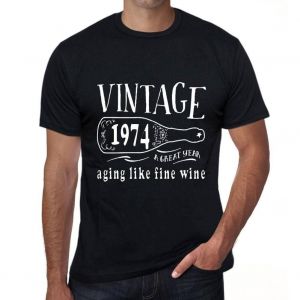 Homme Tee-Shirt Vieillissement Comme Un Bon Vin 1974 - Aging Like A Fine Wine 1974 - 50 Ans T-Shirt Graphique Id&eacute;e Cadeau 50e Anniversaire Vintage Ann&eacute;e 1974 Nouveaut&eacute; - Neuf