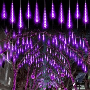 KAL-Lumières Solaires De Pluie De Météores, Guirlandes Lumineuses Ip65 Imperméable Lumières De Noël Avec Tubes De 30 Cm, 8 Tubes, Total 240 Led Pour Noël Mariage Fête Soirée Maison Arbre Sapin Jardin - Neuf