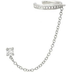Kal-Piercing Oreille Argent Felicia Argenté Avec Zircons Blancs - Ear Cuff Argent - Boucles D'oreilles En Argent Femme Oreille Lâche - Boucles D'oreilles Homme - Piercing Oreille - Cadeaux Fête Des M - Neuf