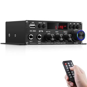 Amplificateur Hifi Stéréo Pour Enceintes De Maison, Ak-390 Bluetooth5.0 Mini Amplificateur Audio 2.0 Canaux Rms 40W X 2 Amplificateur Audio Avec Adaptateur 12V/5A, Radio Fm, Entrée (Bt, Usb,[Z426] - Neuf