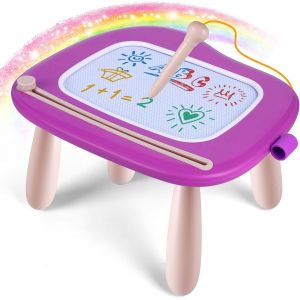 KALANKA-Jouet Bebe 1 an Filles, Ardoise Magique Grande avec Pieds, Tableau de Dessin Magnétique Effaçable, Cadeau d'anniversaire de Noël pour 1 2 3 Ans Enfants (Violet) - Neuf
