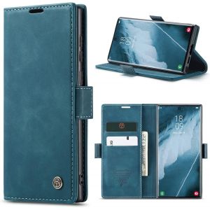 Case For Samsung Galaxy S23 Ultra 5G Premium Leather Protective Pouch Wallet Flip Case Magnetic Case Cover For Samsung Galaxy S23 Ultra, Blue Green - Neuf