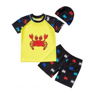 Maillot De Bain Trois Pieces Jaune Pour Garcons Et Filles (Petit Crabe M) - Neuf