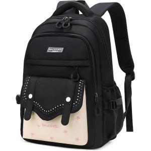 Sac à Dos Adolescent Fille,2025 Cartable Scolaire Collège,Sac Ecole Lycée Fille Grande Capacité pour 15.6"" Ordinateur,30L-Noir - Neuf