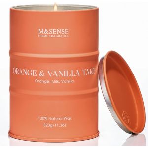 Bougie parfumées à l'orange et à la vanille pour femmes, bougies biologiques propres et non toxiques, durée de combustion de 70 heures, forte odeur d'agrumes, décoration de la maison - Neuf
