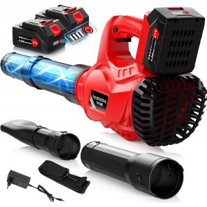 SUBZONAL-Souffleur de Feuilles sans Fil 21 V, Souffleur &agrave; Feuilles avec 2 Batterie 4,0 Ah 21V et Chargeur, 6 Modes de Vitesse, Vitesse d'air Jusqu&iquest;&agrave; 310 km/h, pour Entretien Pelouse, Enl&egrave;vement/Neige - Neuf