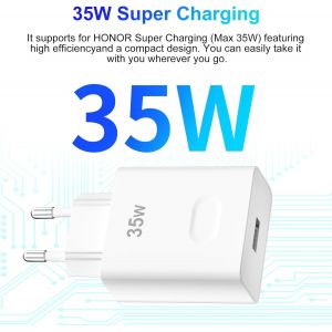 JGD-35W SuperCharge Chargeur Rapide pour HONOR 90 Lite Magic6 Lite 200 Lite, 35W SuperCharge chargeur rapide avec câble USB C 5A 1M pour HONOR 400 90 70 Lite X8b pour HONOR X8b X8c X6b X8a X7b Magic5 - Neuf